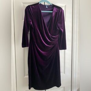 Elegant Purple Velvet Dress-3/4 length sleeves